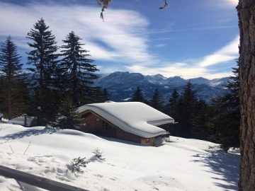 Zasněžená alpská krajina.