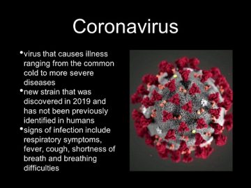 Coronavirus - obrázek a text v angličtině
