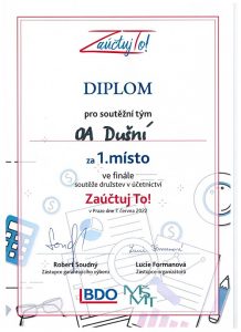 Diplom z účtařské soutěže